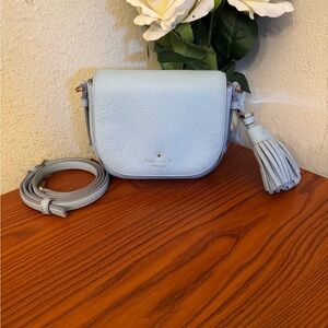 kate spade Powder Blue Pebbled Leather Crossbody with Tassel